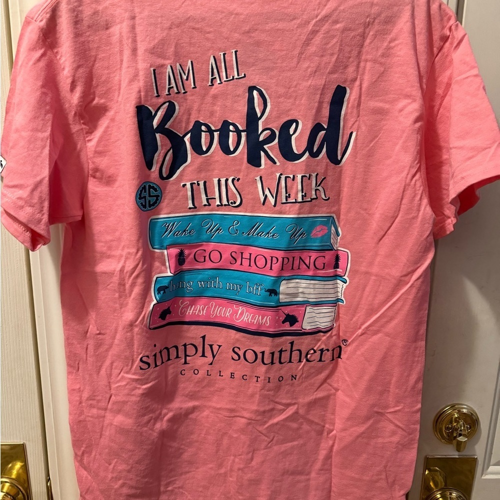 NWT Simply Southern “I am All Booked this Week” T-shirt - Picture 3 of 8